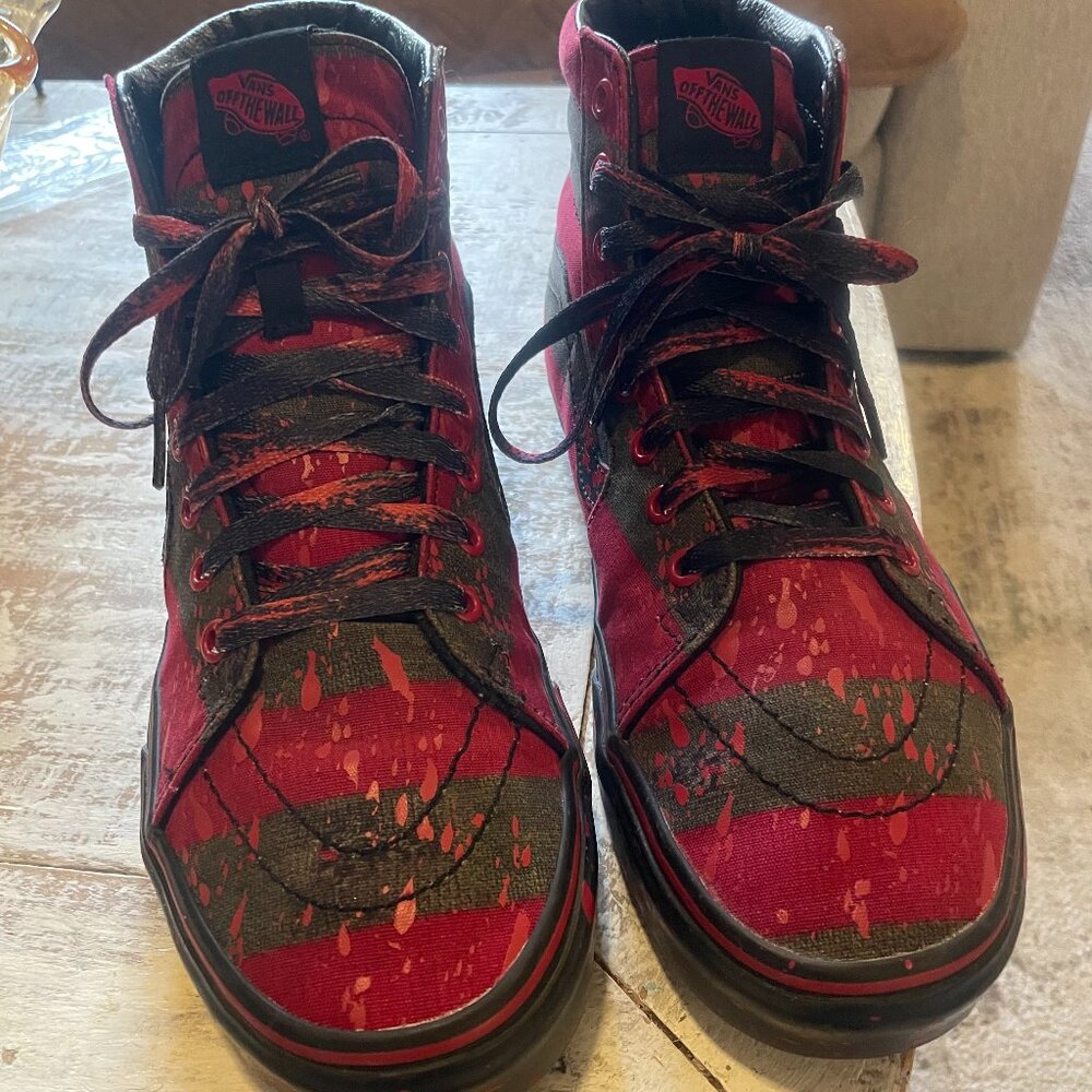“Vans x Nightmare on Elm Street Sk8‐Hi Freddy Krueger Horror Pack Men’s 9
